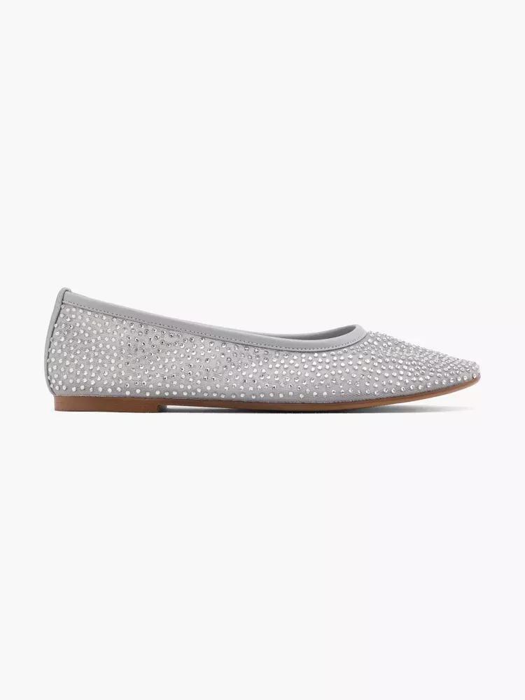 Grey Rhinestone Detail Ballerinas, , large image number 0