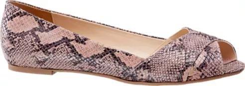 Pink Snake Print Open Toe Ballerinas, , large image number 1
