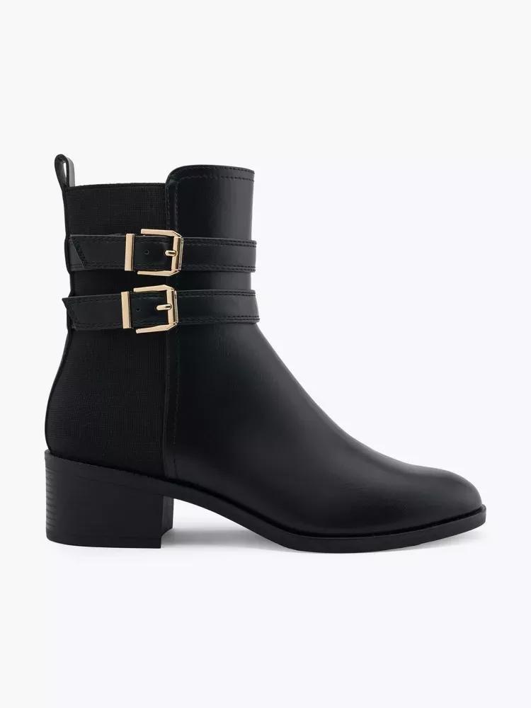 Black Buckle Ankle Boots, , large image number 0