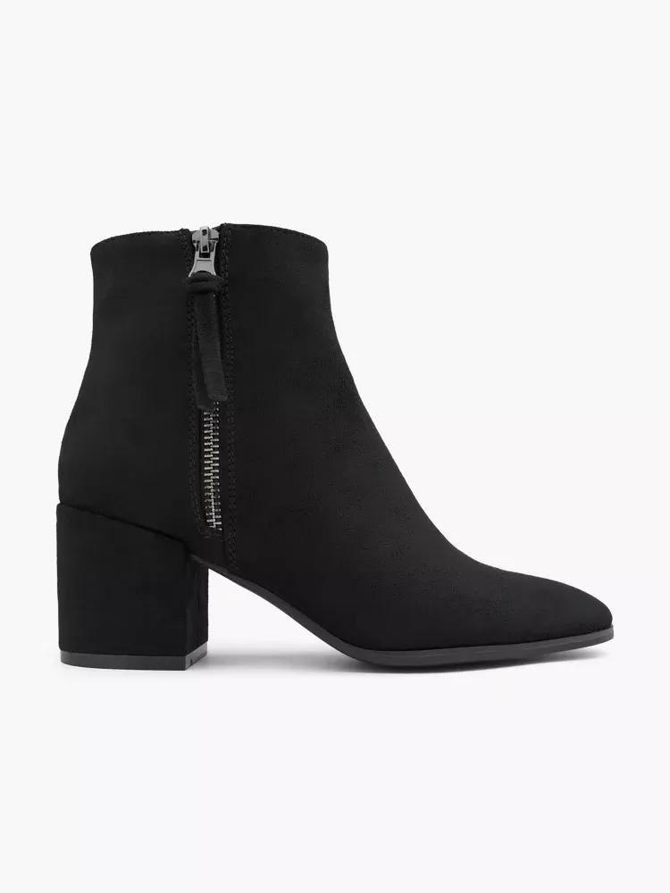 Black Mid-Heel Ankle Boots, , large image number 0