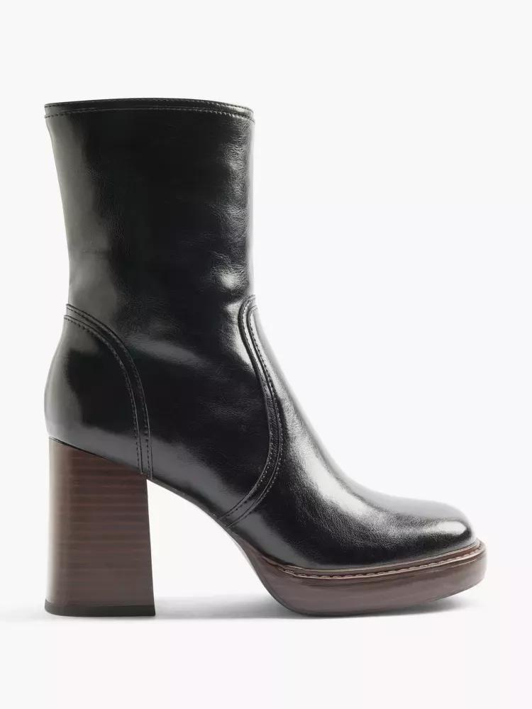 Black Zippered Ankle Boots, , large image number 0