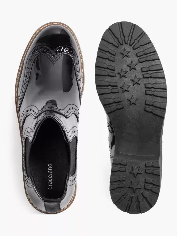Black Slip-On Ankle Boots, , large image number 2