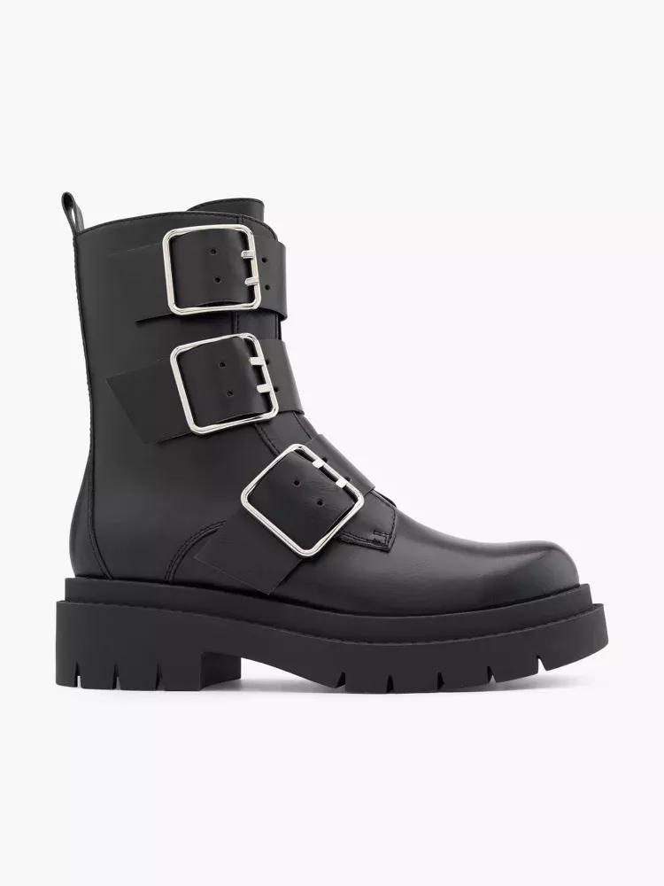 Black 3 Buckle Straps Boots, , large image number 0