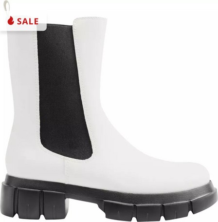 CTW - White High Chelsea Boots On A Black Sole