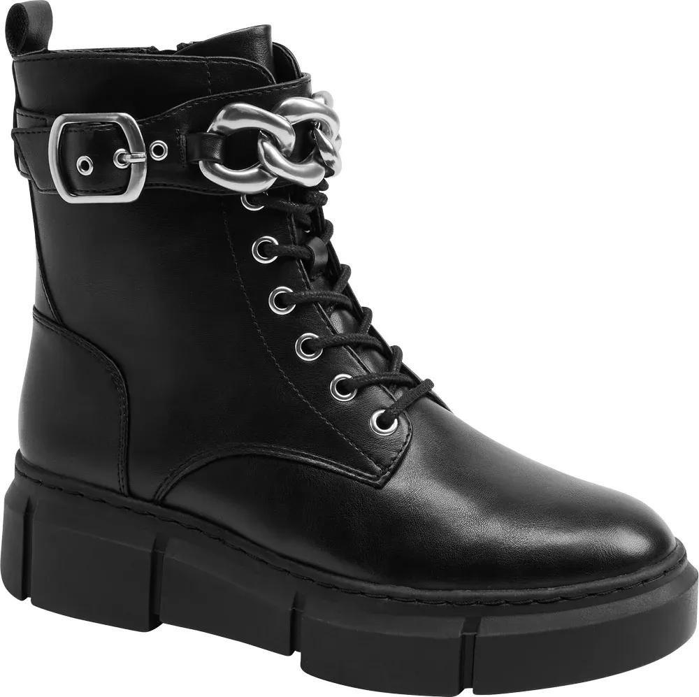 Black Chain Detailed Lace-Up Boots, , large image number 1