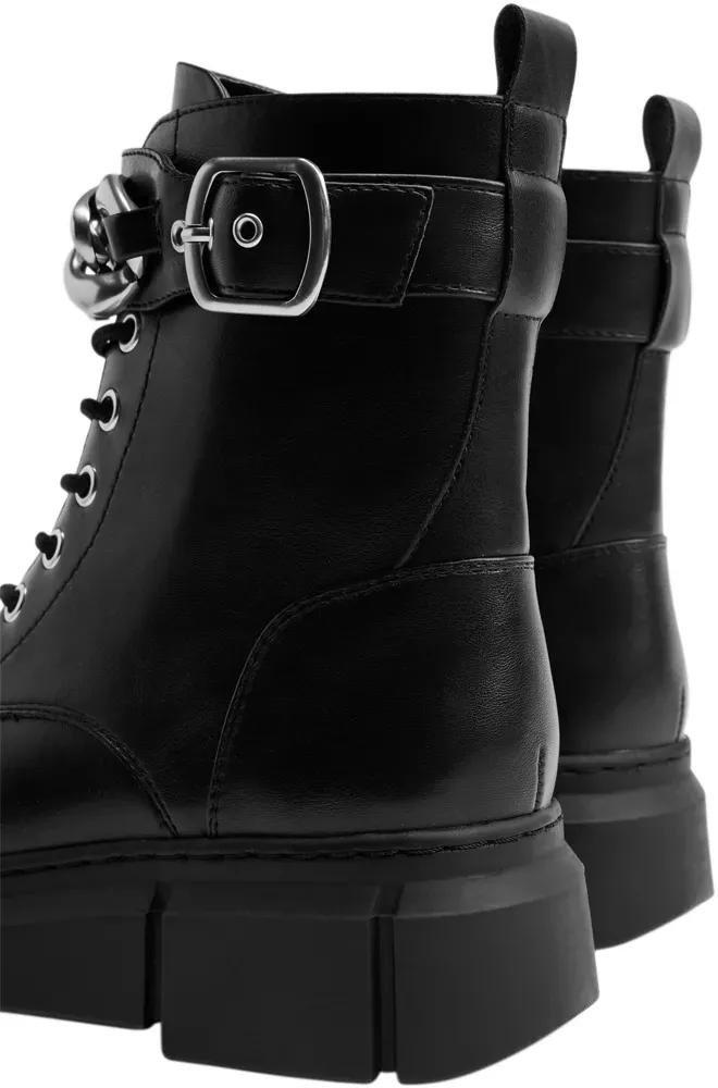 Black Chain Detailed Lace-Up Boots, , large image number 5