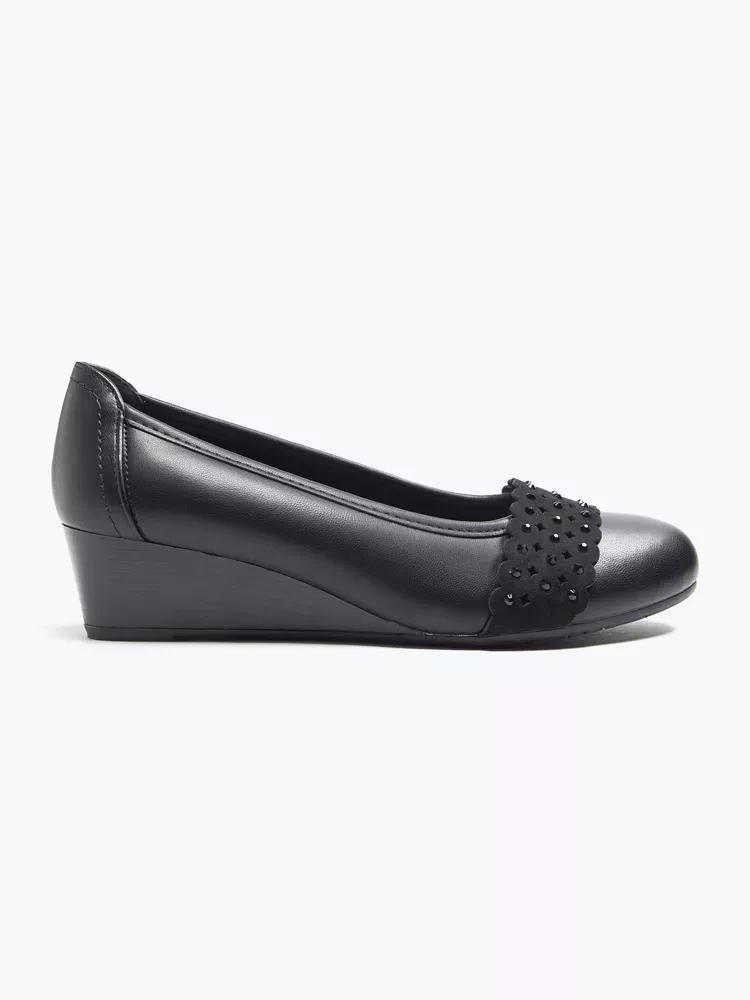 Black Slip-On Heeled Ballerinas, , large image number 0