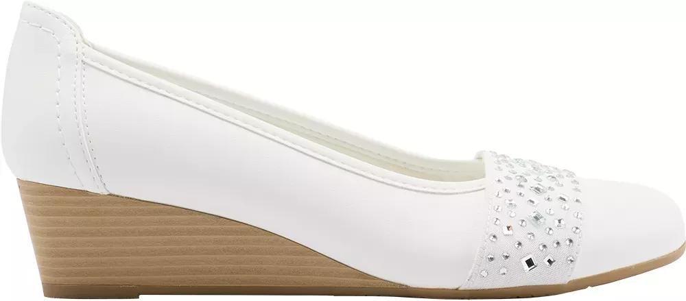 White Slip-On Heeled Ballerinas, , large image number 1