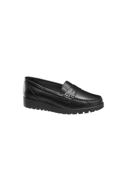 Black Leather Loafers, women, , large image number 0