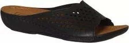 Easy Street - Black Leather Comfort Slippers