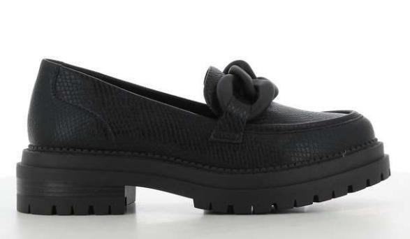 Black Platform Chain Detail Loafers, , large image number 0