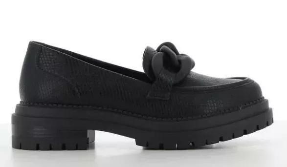 Black Platform Chain Detail Loafers, , large image number 1