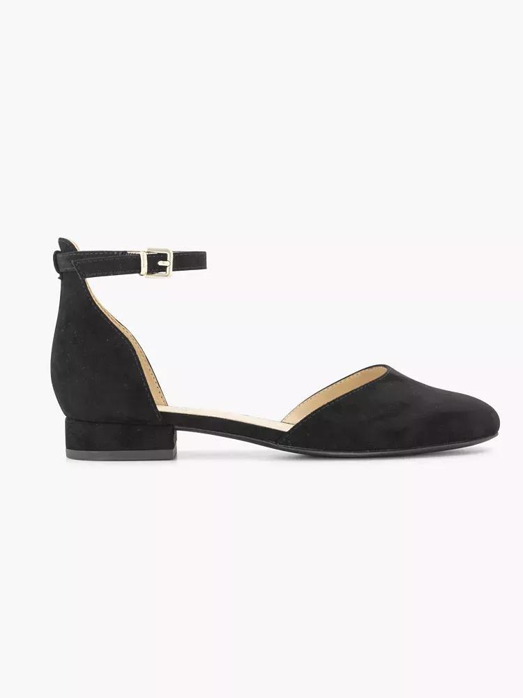 Black Ankle Strap Ballerinas, , large image number 0