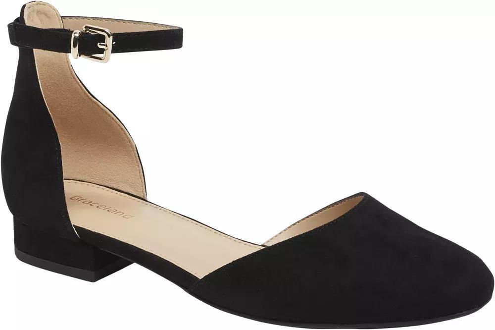 Black Ankle Strap Ballerinas, , large image number 1