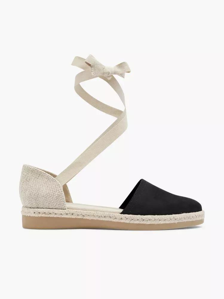 Black Lace Up Espadrilles, , large image number 0