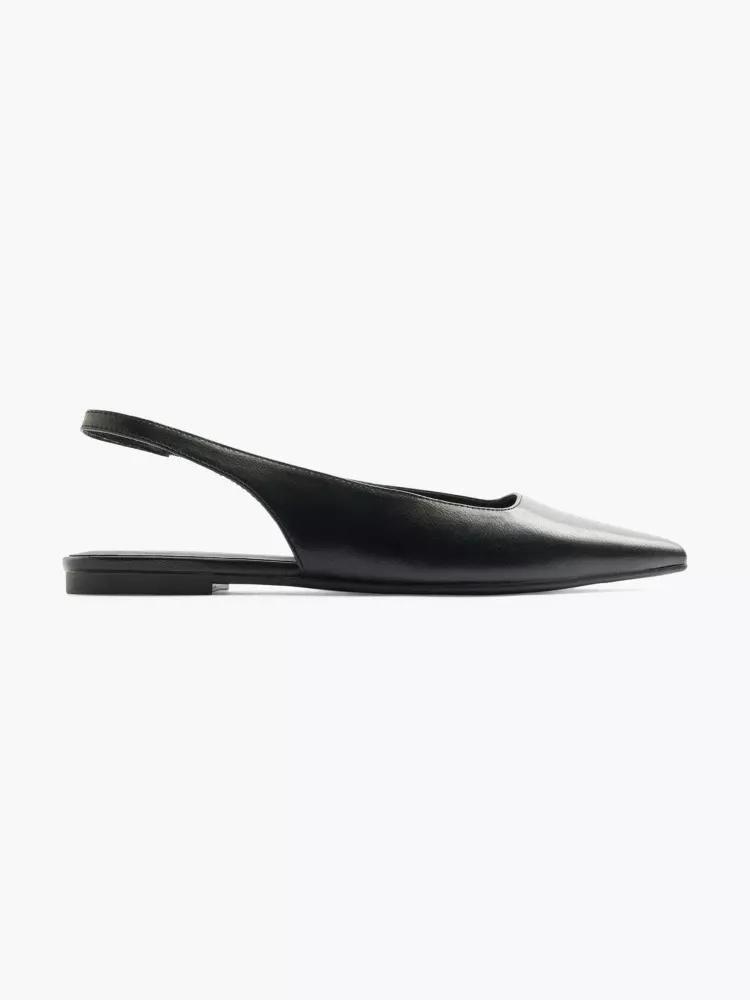 Black Open Heel Ballerinas, , large image number 0