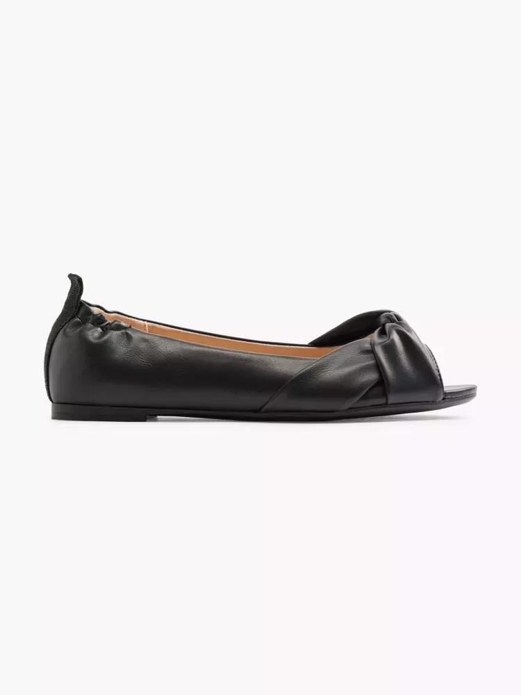 Black Knot Detailed Open-Toe Ballerinas, , large image number 0