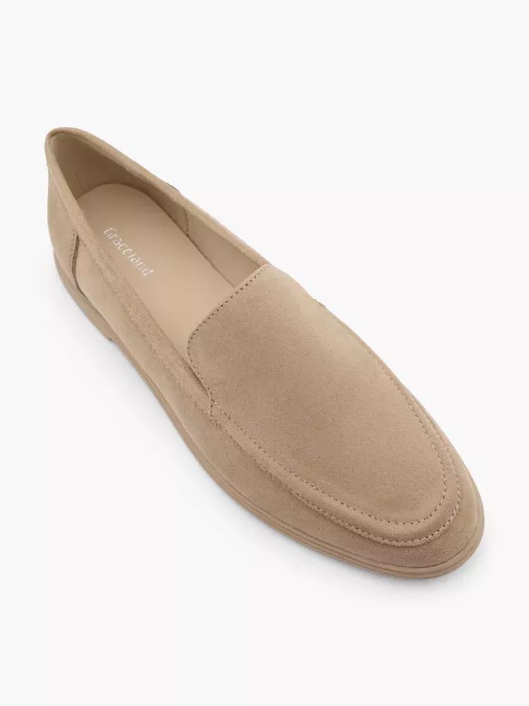Beige Slip-On Loafers, , large image number 1