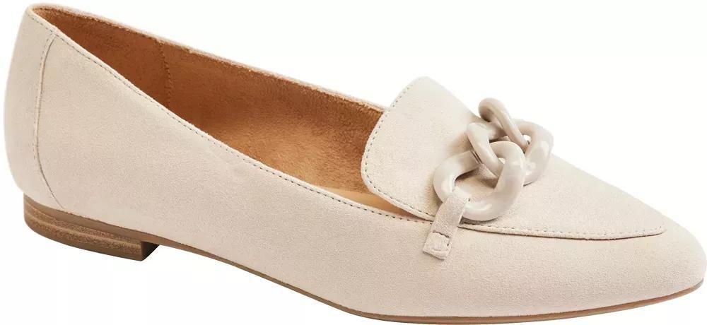 Beige Leather Flat Loafers, , large image number 1
