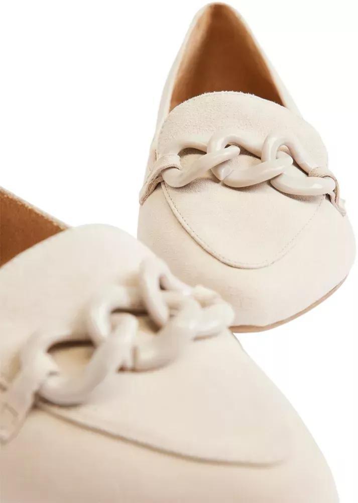 Beige Leather Flat Loafers, , large image number 6