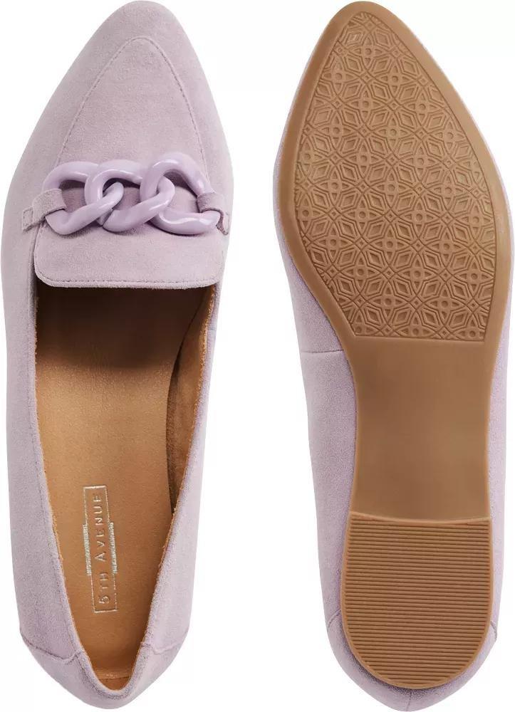 Purple Leather Flat Loafers, , large image number 4