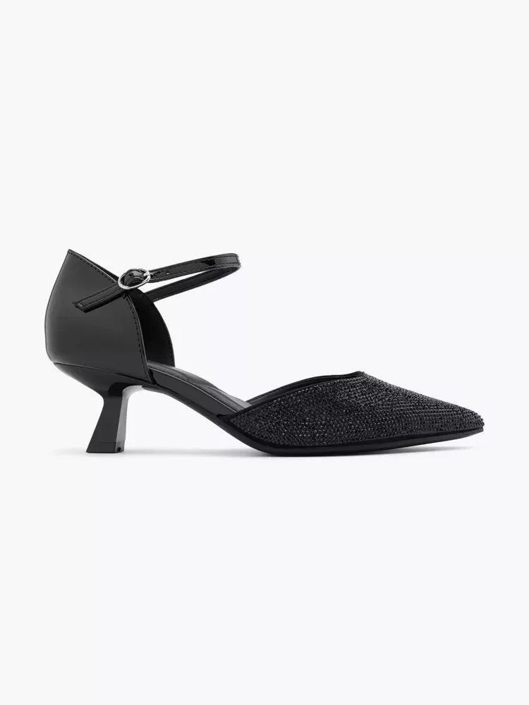 Black Rhinestone Detail Pumps, , large image number 0