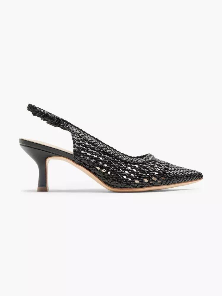Black Woven Sling Back Heel, , large image number 0