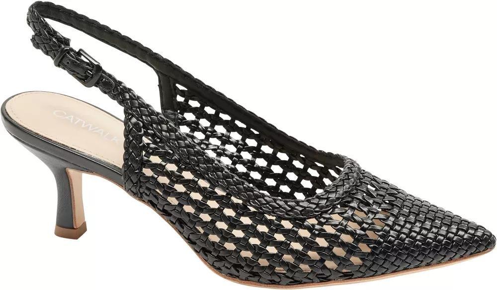 Black Woven Sling Back Heel, , large image number 1
