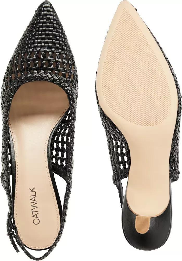 Black Woven Sling Back Heel, , large image number 4
