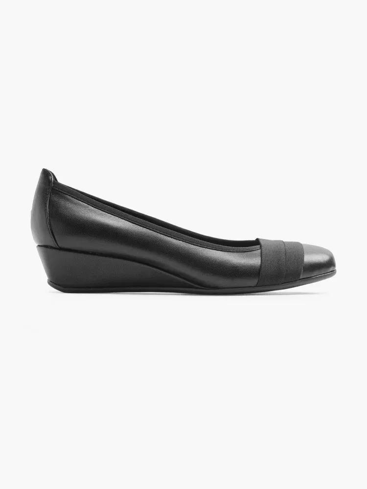 Black Wedge Heel Ballerinas, , large image number 0