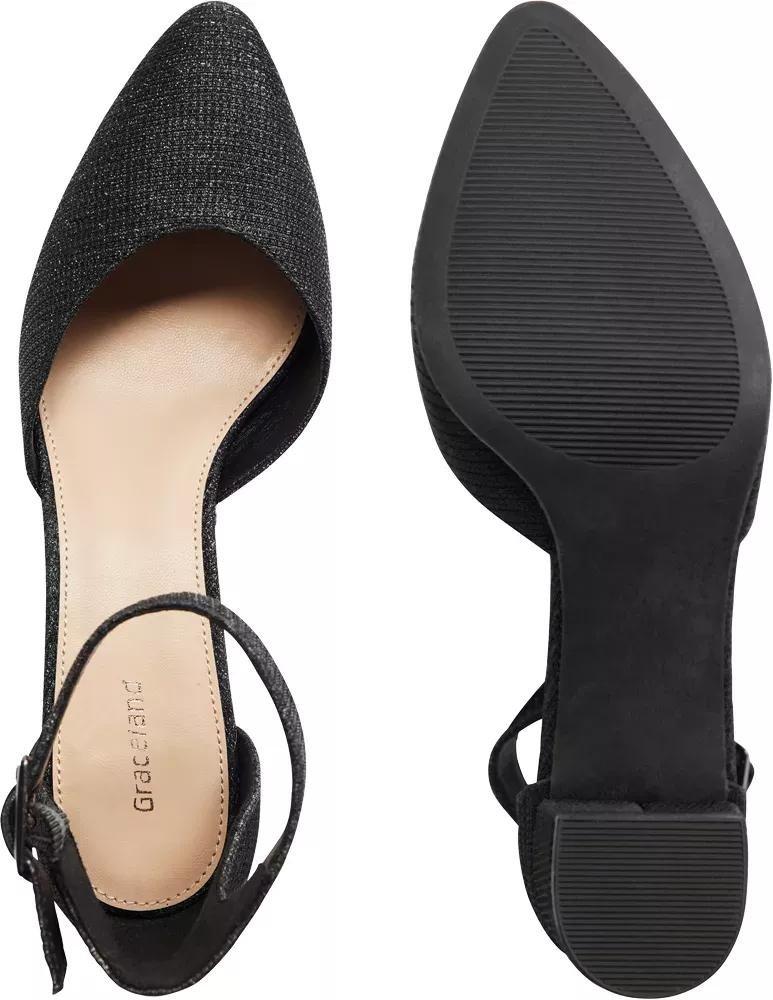 Black Ankle Strap Block Heels, , large image number 4