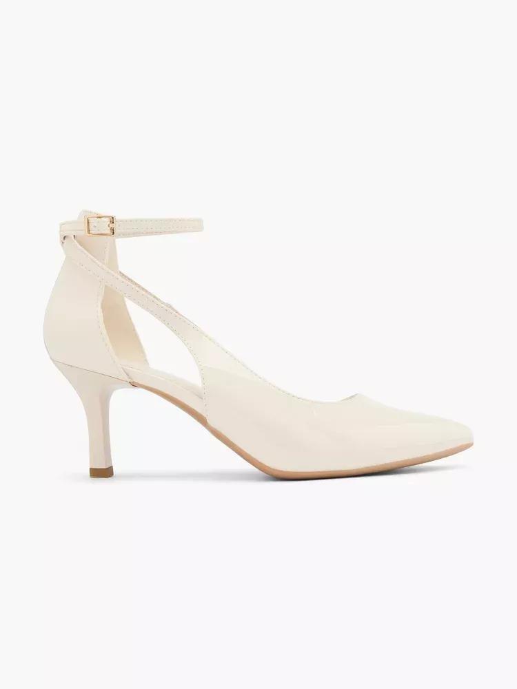 White Ankle Strap Heels, , large image number 0