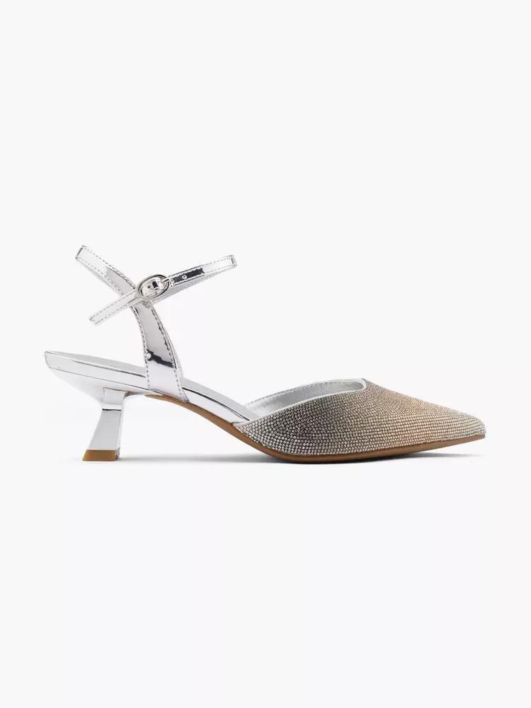 Silver Ankle Strap Heels, , large image number 0
