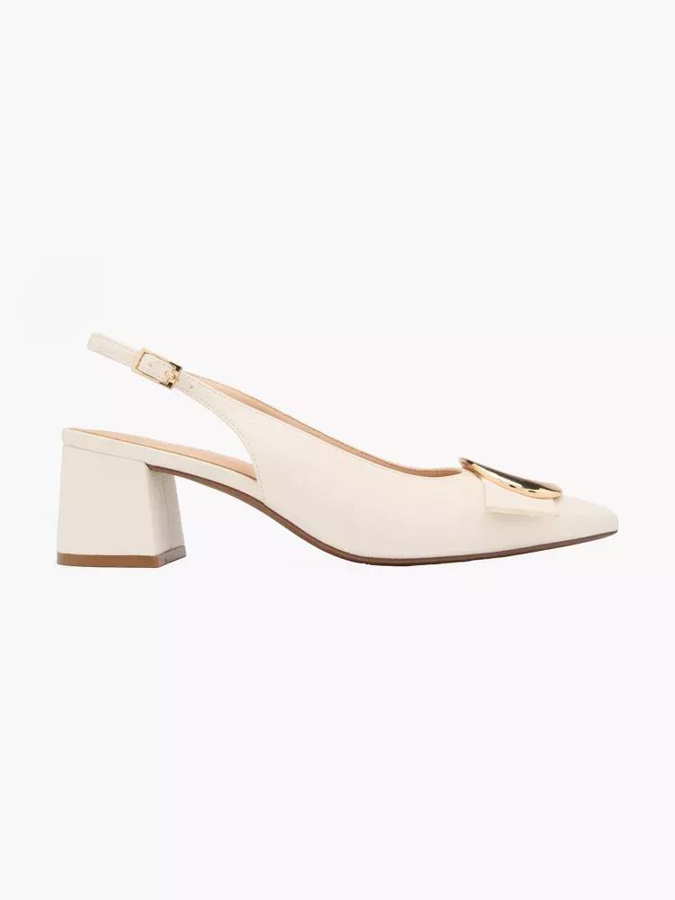White Ankle Strap Pumps, , large image number 0