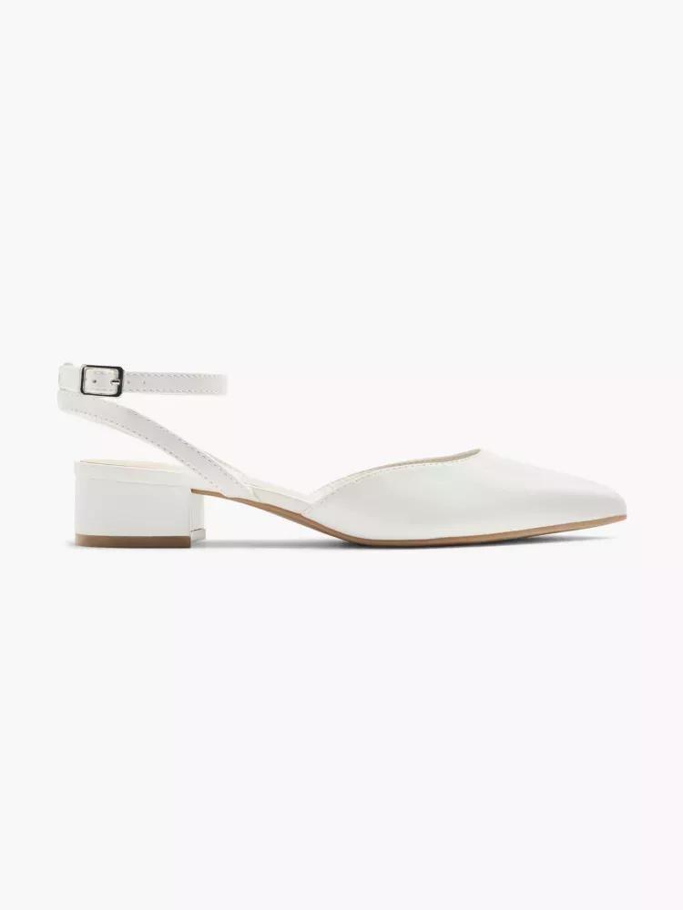 White Ankle Strap Pumps, , large image number 0
