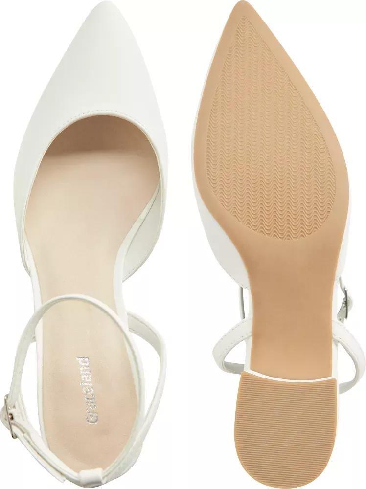 White Ankle Strap Pumps, , large image number 4