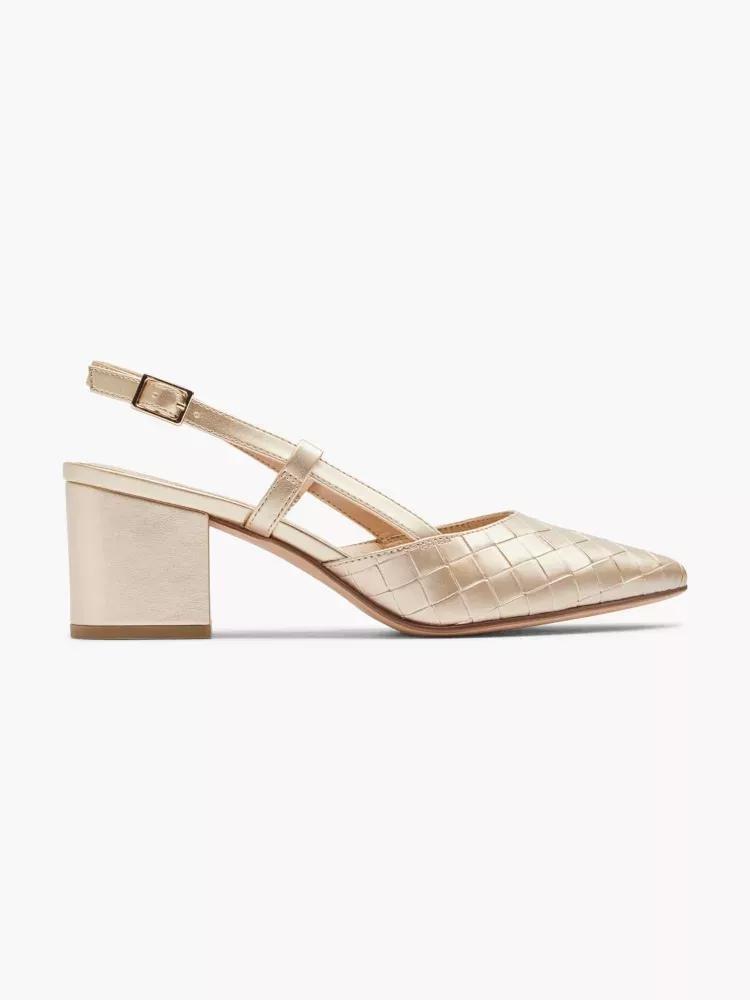 Beige Slingback Block Heels, , large image number 0