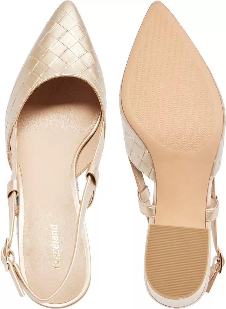 Beige Slingback Block Heels, , large image number 4