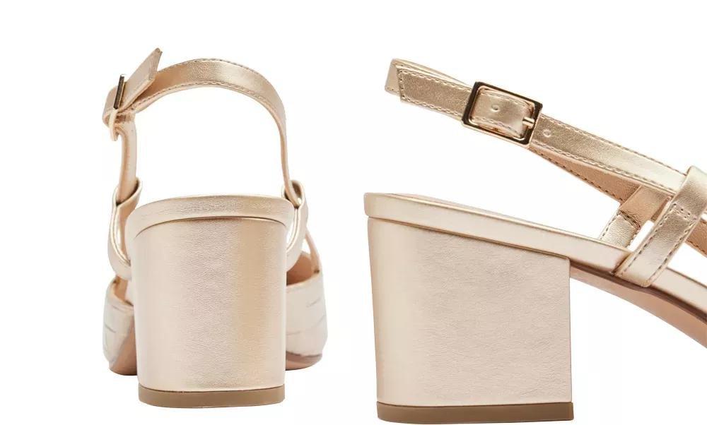 Beige Slingback Block Heels, , large image number 5