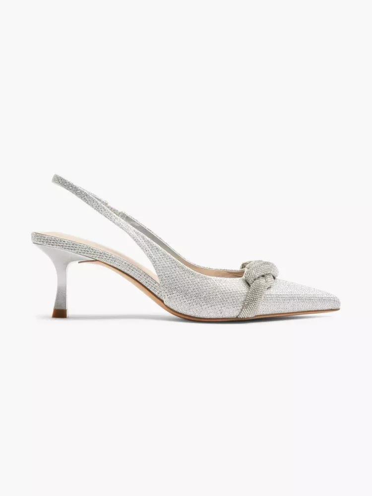 Grey Glitter Slingback Heel, , large image number 0