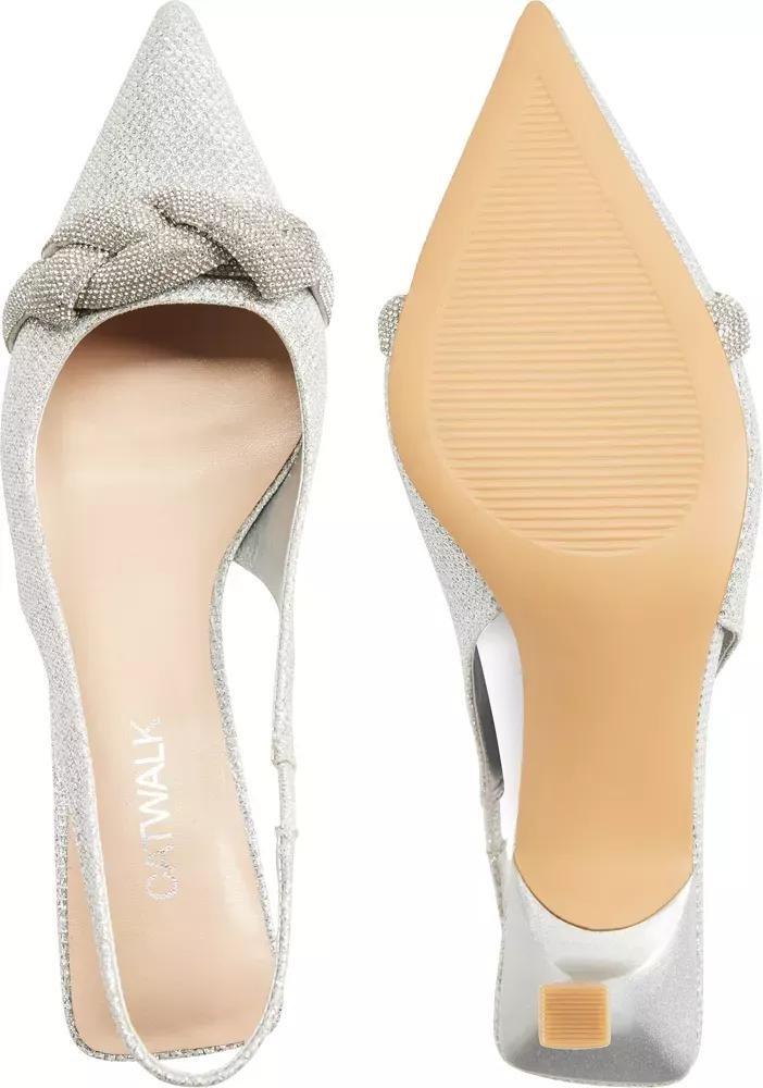 Grey Glitter Slingback Heel, , large image number 4