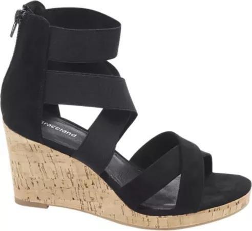 Black Wedge Heel Sandals, , medium