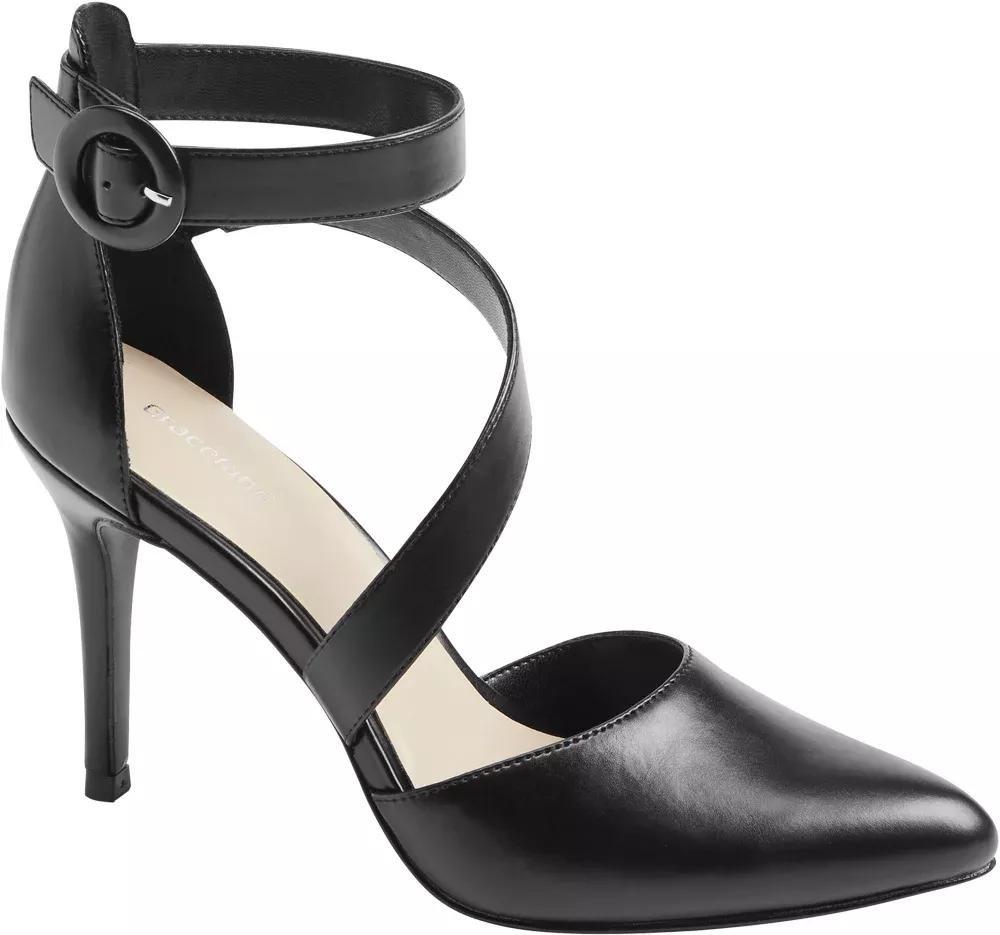 Black Ankle Strap Pointed Heels, , large image number 1