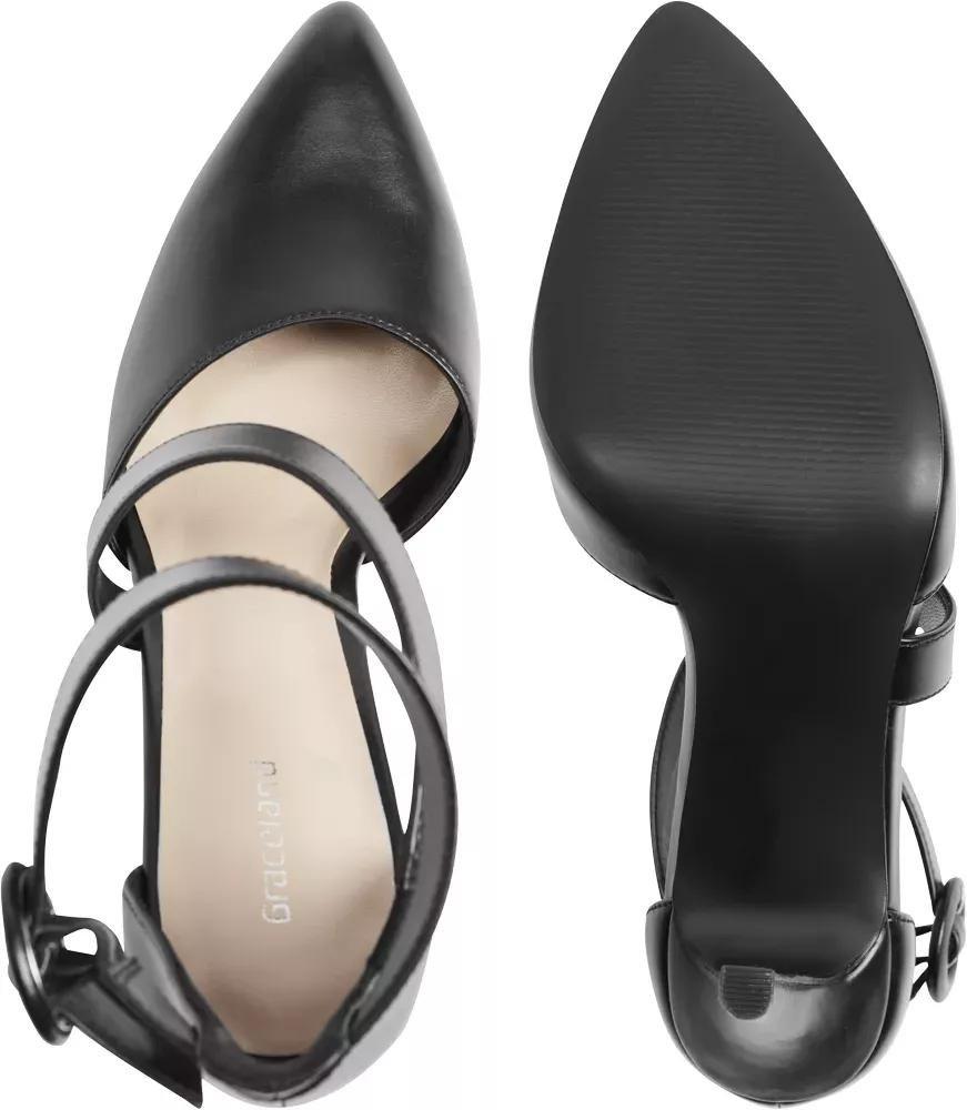 Black Ankle Strap Pointed Heels, , large image number 4