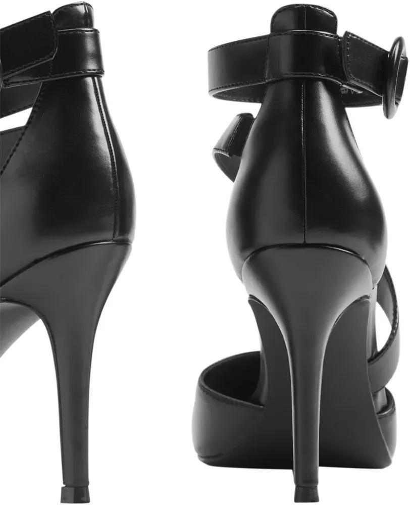 Black Ankle Strap Pointed Heels, , large image number 5