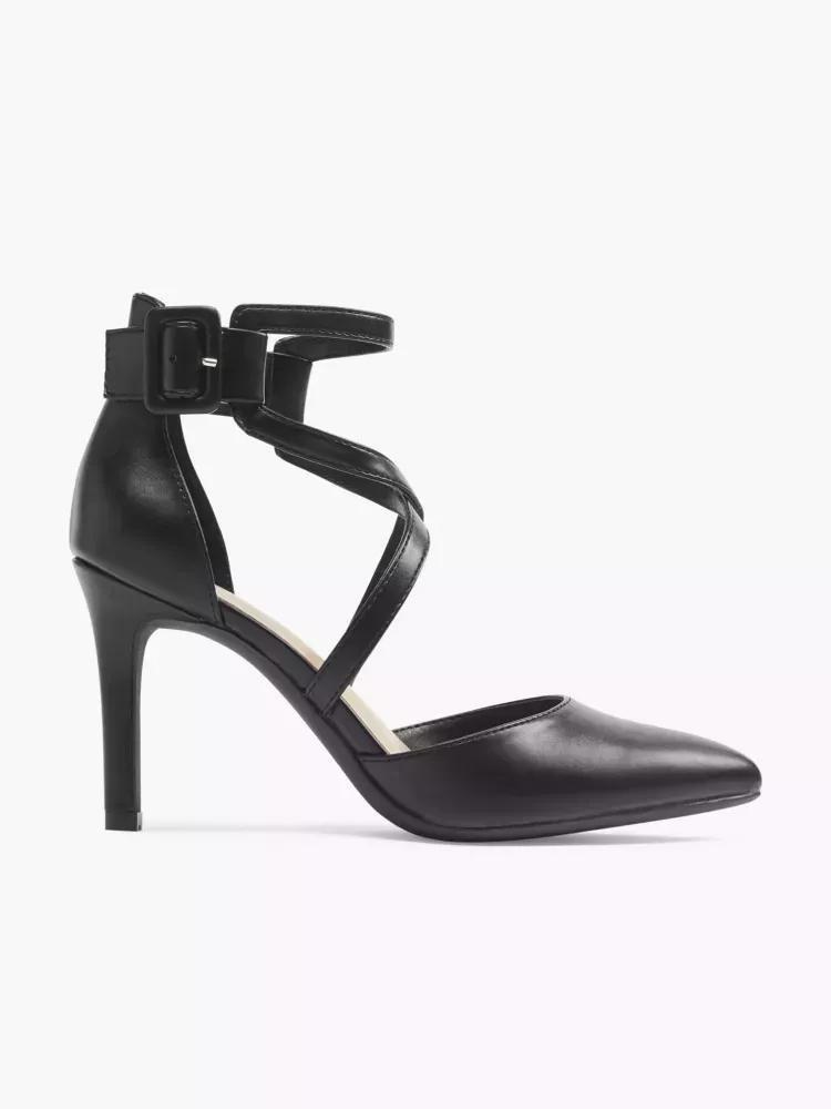 Black Strappy Pointed Heels, , large image number 0