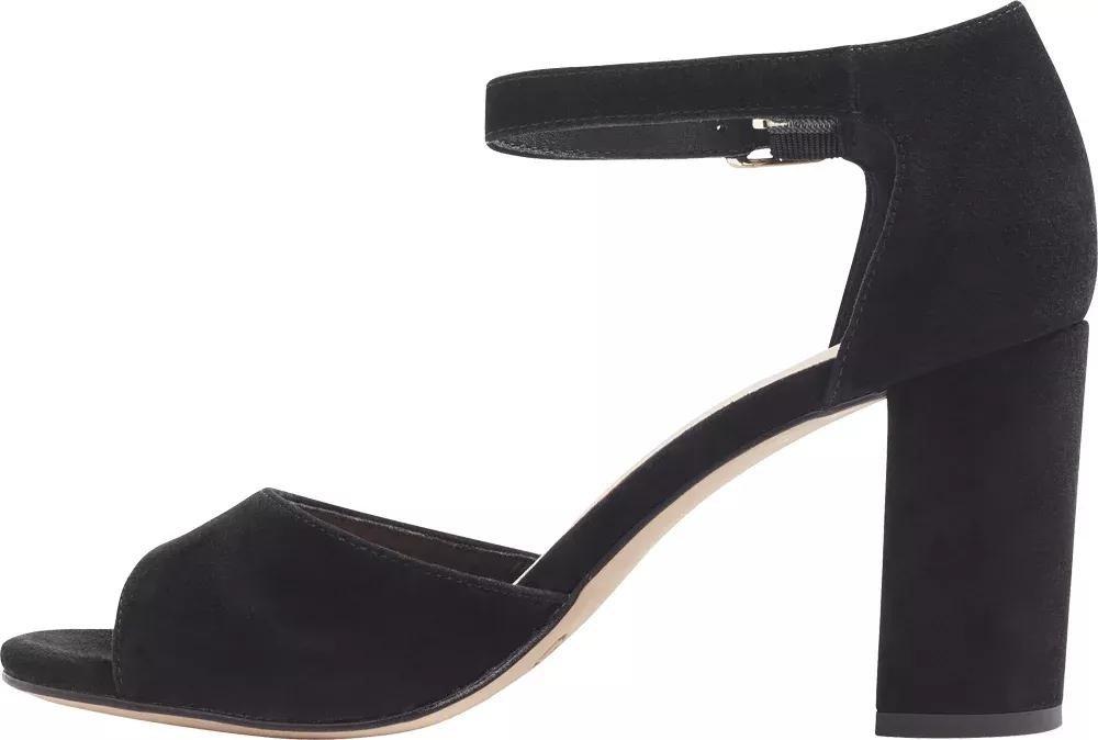 Black Suede Open Toe Block Heels, No Color, large image number 3