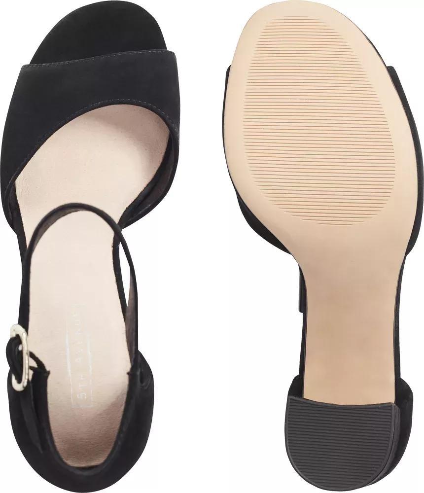 Black Suede Open Toe Block Heels, No Color, large image number 4