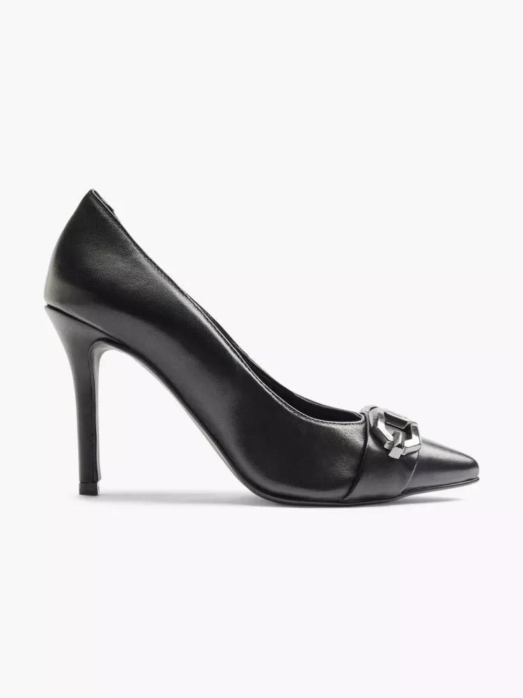 Black Leather Heels, , large image number 0