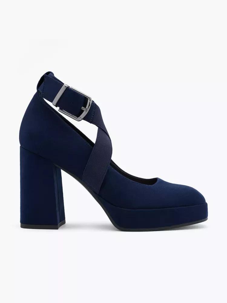 Navy Ankle Buckle Heels, , large image number 0
